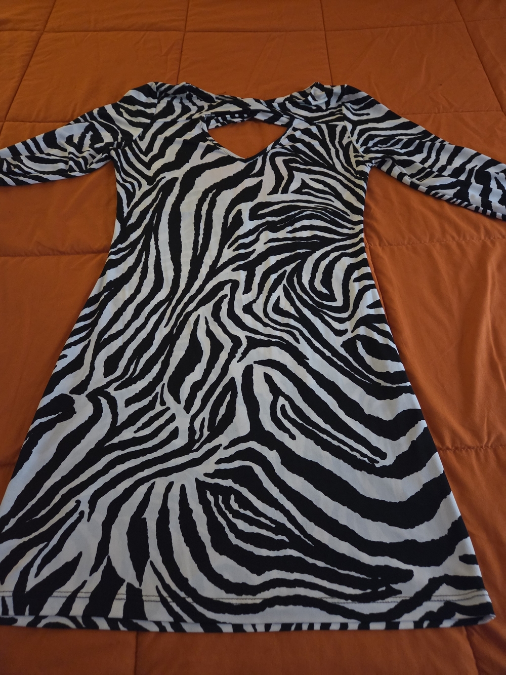 Black & White Zebra Print Dress with Keyhole Back